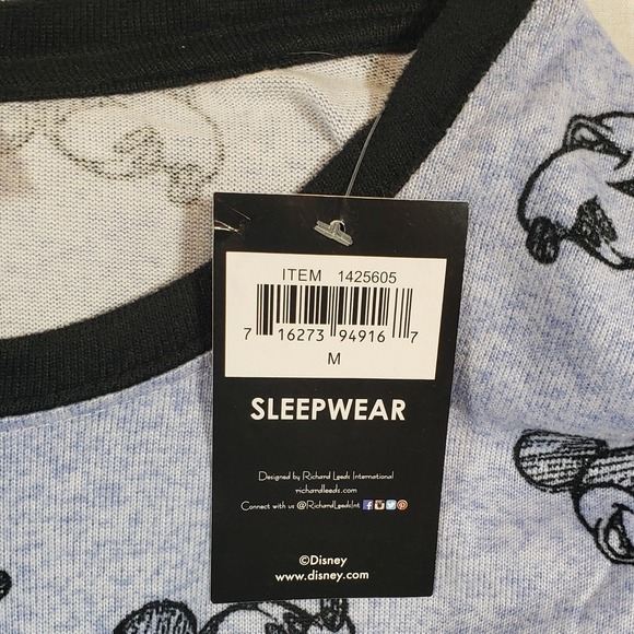 Disney Mickey Mouse‎ Pajama Set Sleepwear Long Sleeve Pants Blue Size Medium - Picture 2 of 6